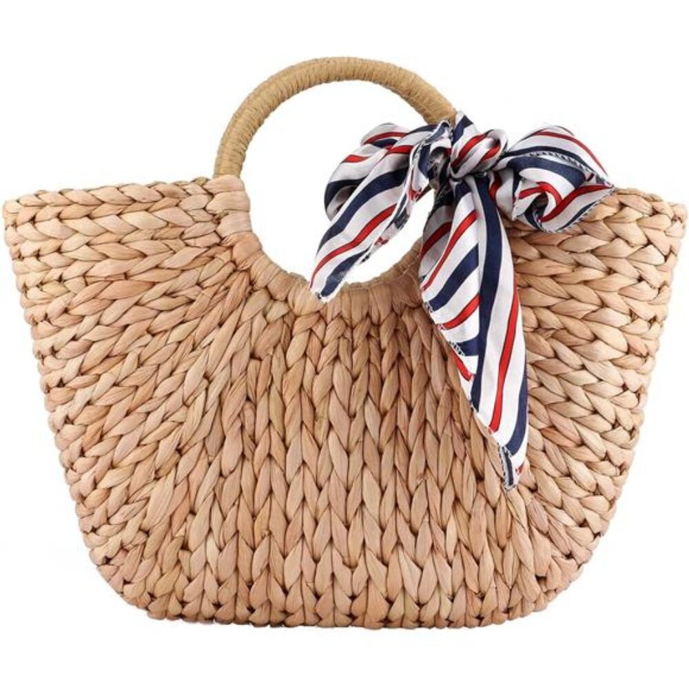 Summer Rattan Bag for Women Straw Hand-woven Top-handle Handbag
